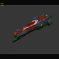 Red And Black Sci-fi Spaceship Model Featuring Complex Structure Details On Dark Reflective Background 3d model