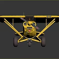 Yellow Biplane Model with S-21 Marking Black Stripes Propeller and Wheels