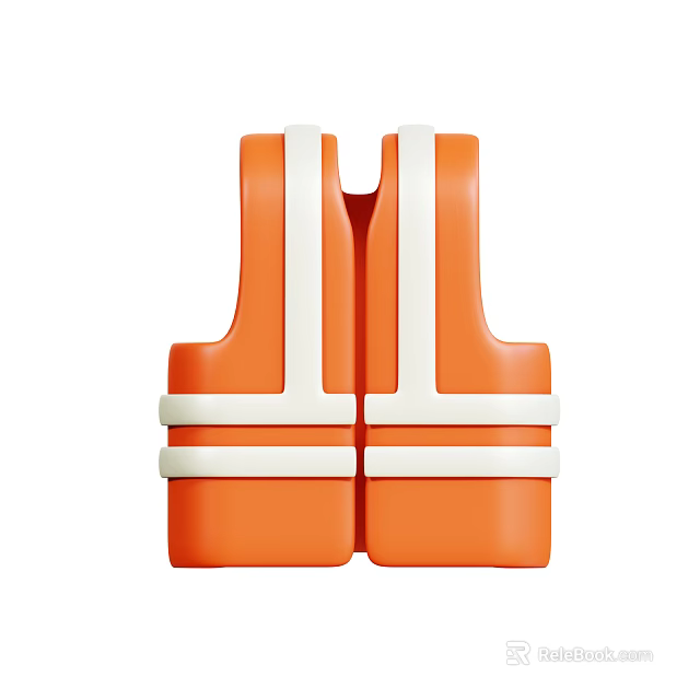 Orange Life Jacket With White Reflective Strips For High Visibility Safety 3d model 