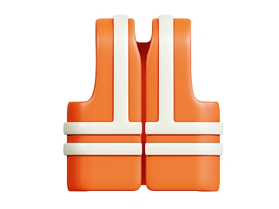 Orange Life Jacket With White Reflective Strips For High Visibility Safety 3d model