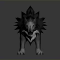3D Model of Mythical Wolf With Aggressive Stance And Detailed Fur