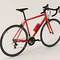 Red Road Bike With Black Handlebars Green Seat And Water Bottle Cage