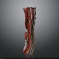 Fresh Raw Bacon with Red and White Marbled Texture on Black Background