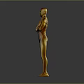 Golden Human Sculpture With Crossed Hands On Chest In Gray Background