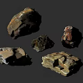 Natural Stones and Wood Samples with Various Textures and Diverse Natural Shapes