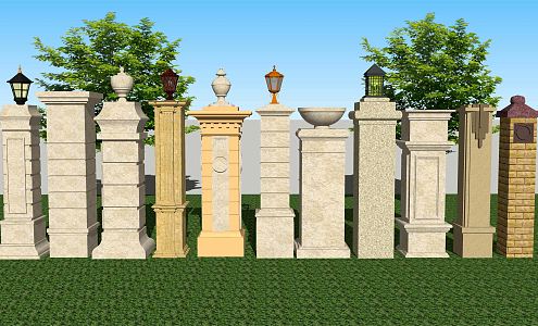 European Roman Column Courtyard Garden Stone Gate Column Roman Column 3d model