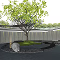 Modern Entrance Gate Design With Circular Layout Greenery And Stone Pathways 3d model