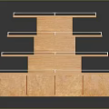 Orange Multi Layered Shelving Unit With Transparent Glass Shelves And Storage Cabinets