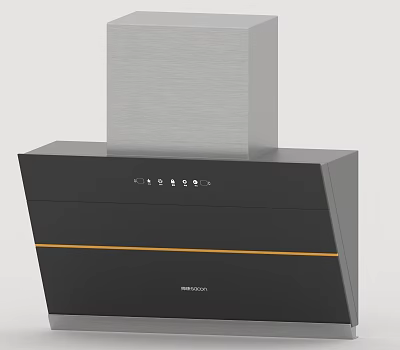 Modern Kitchen Range Hood BEKO Black And Silver With Orange Stripe Efficient Appliance 3d model