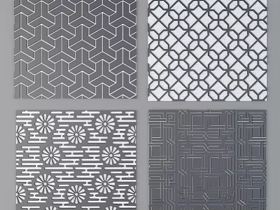 Various Intricate Carved Patterns With Geometric And Floral Design Elements 3d model