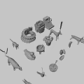 Low Poly Game Movie Characters With Animal Plant Food And Props Design