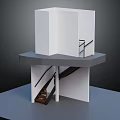 Modern Staircase Design With Wooden Steps Metal Railings And Upper Platform
