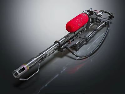 Industrial Equipment With Metal Pipe Structure And Red Cylinder Component 3d model