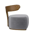 Modern Leisure Chair with Gray Upholstered Seat and Wooden Armrests Design