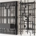 Industrial Style Wall Mounted Metal Pipes With Complex Grid Structure 3d model