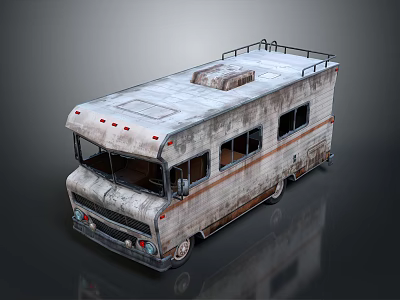 Old Rustic Bus With Roof Rack And Side Windows In Vintage Design 3d model