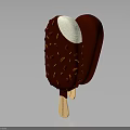 Bitten Chocolate Popsicle With Nut Pieces On Surface And Black Background