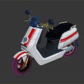 Modern White Scooter With Red Stripes Black Seat And Reflective Surface Design