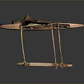 Handcrafted Traditional Wooden Boat Model With Sail And Outrigger Support Structure