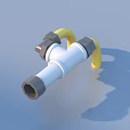 White And Yellow Plumbing Connector With Hexagonal Joints For Household Use