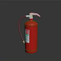 Red Fire Extinguisher With Silver Nozzle Gray Hose And Safety Label