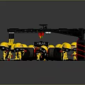 Lego F1 Car Pit Stop Scene With Yellow Crew Members Working