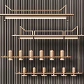 Elegant Modern Gold Metal Chandeliers With Linear Layered Design And Multiple Lights