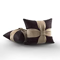 Dark Brown And Beige Decorative Pillows With Crossed Beige Straps Bow Design