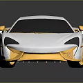 White And Gold Sports Car With Shiny Golden Wheels And Reflective Surface