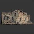 Detailed Ancient Building Ruins Model with Arched Structures and Stone Wall Fragments