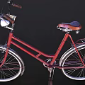 Red Classic Bicycle With Brown Leather Seat Vintage Handlebars And Urban Design