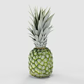 Fresh Green Ripe Juicy Pineapple With Crown Leaves On White Background