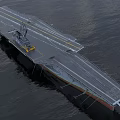 Aircraft Carrier Sailing On Sea Surface 3d model