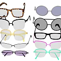 Stylish Eyeglasses Collection With Various Colors Frame Styles And Leopard Print Designs