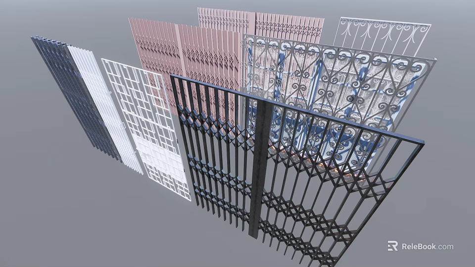 Wrought Iron Fences And Railings With Intricate Patterns And Multiple Color Options 3d model 