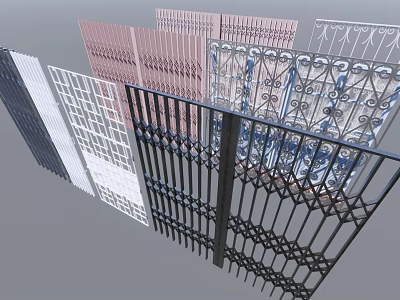 Wrought Iron Fences And Railings With Intricate Patterns And Multiple Color Options 3d model