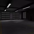 Industrial Factory Interior With Large Windows Ceiling Lights And Concrete Floor