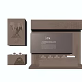 Brown Background Wall With Open Display Box And Small Decorative Items 3d model