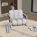 Cream wind single sofa 3d model