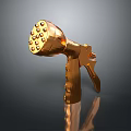 Shiny Golden Metallic Handheld Spray Gun With Multiple Round Nozzle Holes