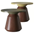 Modern Round Coffee Tables With Green Tabletop And Dark Brown Wooden Base