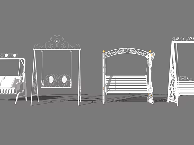 Different Styles of Ornate Metal Swing Chairs With Decorative Frames 3d model