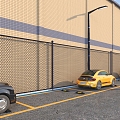 Modern Parking Fence Yard Perspective 3d model