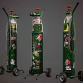 Commercial Gas Cylinder Equipment With Dual Green Decorative Patterns Wheeled Cart And Attached Wires