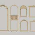 Light Colored Decorative Frames With Arch Rectangular Shapes And Carved Details 3d model