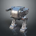 Futuristic Metal Mechanical Weapon With Four Legged Support And Cannon Like Barrel