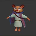 Cute 3D Lion Cub Game Movie Character With Green Eyes White Robe And Red Cape