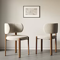 Single Chair With Light Beige Fabric Modern Design Wooden Legs And Wall Art