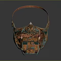 Colorful Ancient Egyptian Decorative Mask With Intricate Turquoise Orange Patterns And Straps