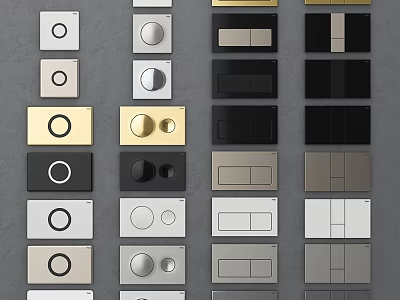 Various Wall Switch Panel Designs in Different Colors and Shapes 3d model